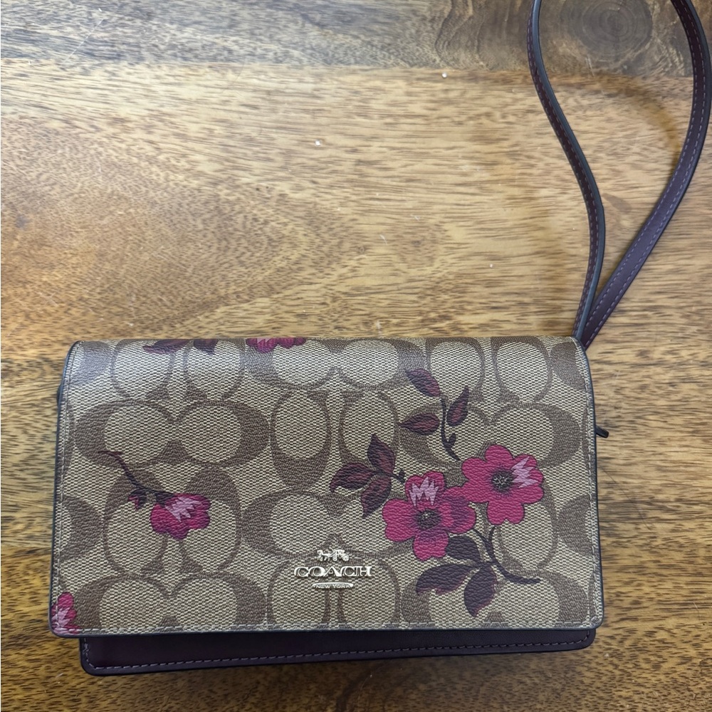 Coach Hayden Foldover Crossbody Clutch Bag Signature Canvas Floral